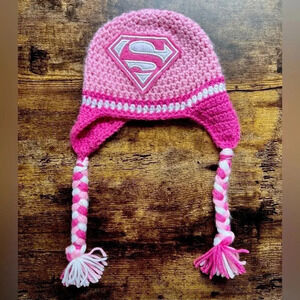 Superman | infant hand knit Superman hat.
